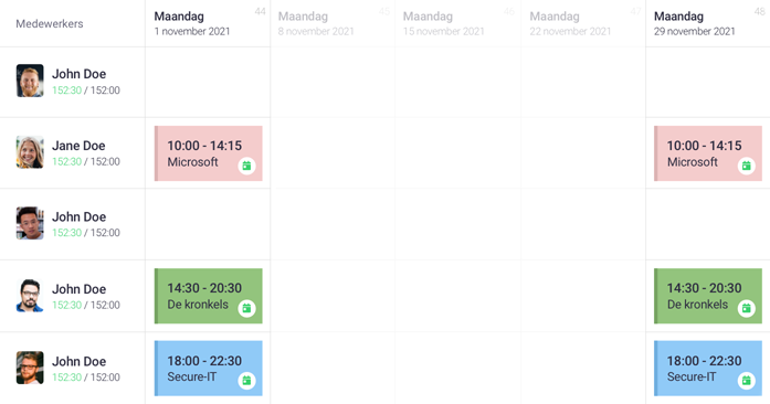 Periodieke planning schermafbeelding